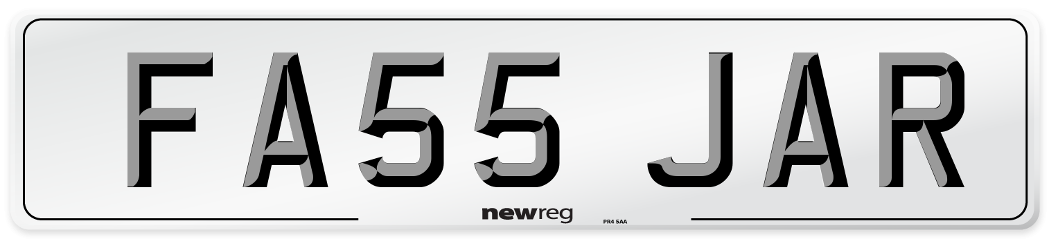 FA55 JAR Number Plate from New Reg